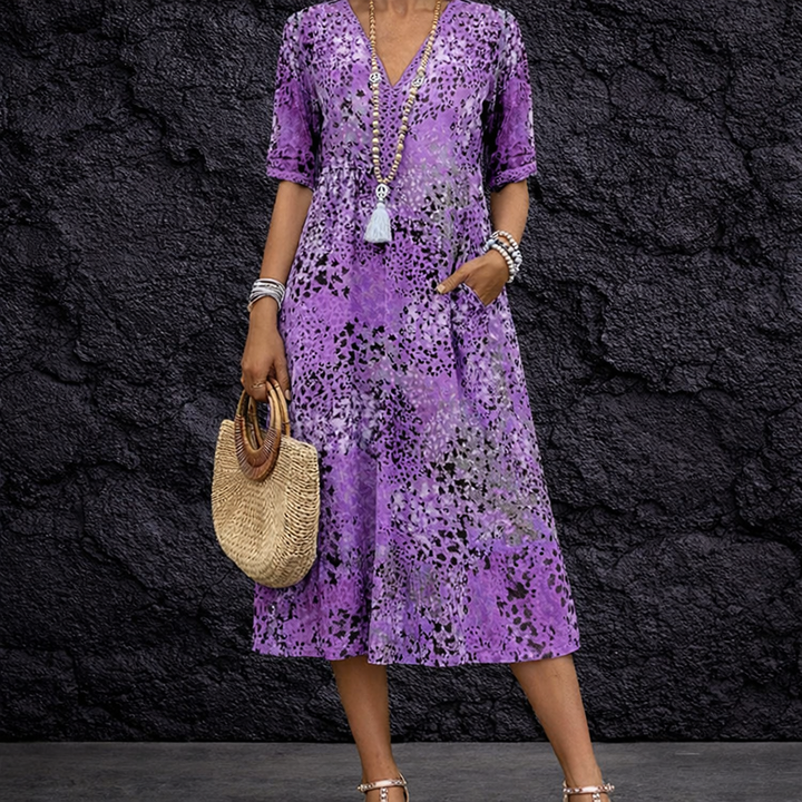Javessa | Vibrantes Midi-Kleid für Frauen mit auffälligem Stil