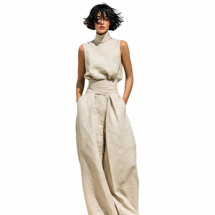 Jorevia | Minimalistisches Ärmelloses Top und Weithosen-Set