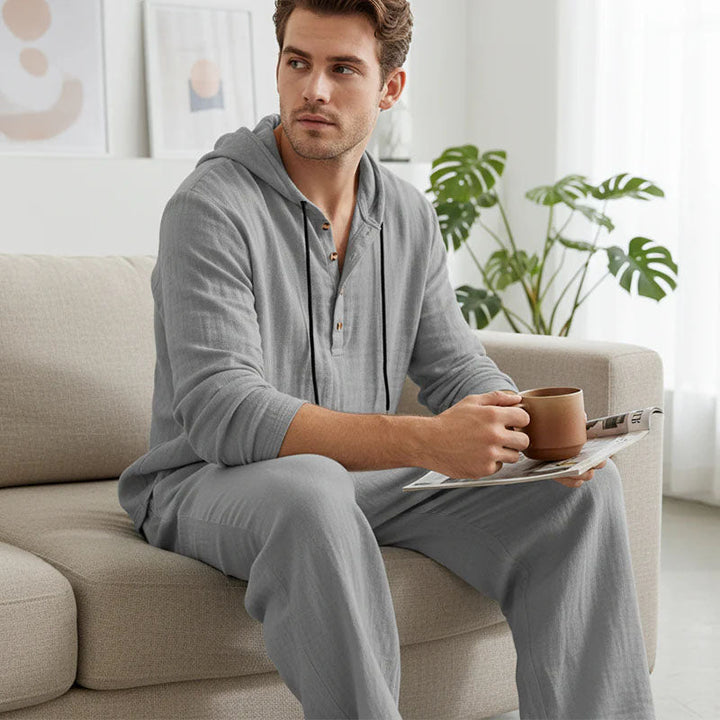 Indirae | Herrenanzug aus 2 Teilen: lockerer Hoodie mit Kapuze und Hose