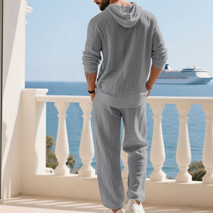 Indirae | Herrenanzug aus 2 Teilen: lockerer Hoodie mit Kapuze und Hose
