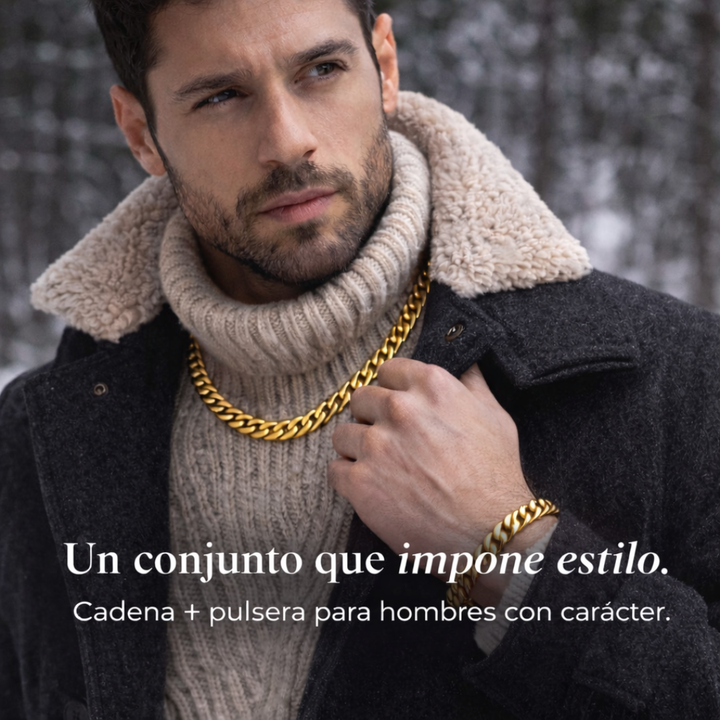 Reid | Set aus Halskette und Armband aus Kette für Männer mit gew boldem Stil