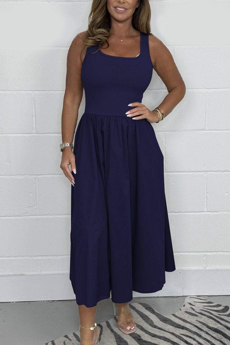 Jorellaia | Ärmelloses A-Linien-Kleid für Frauen mit elegantem quadratischen Ausschnitt