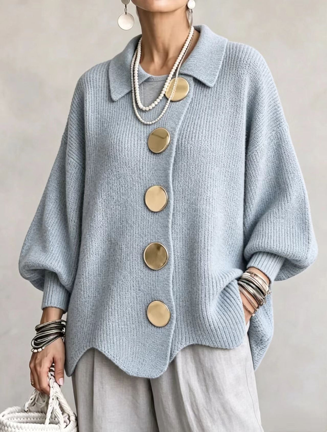 Maria | Oversize-Cardigan mit goldenen Knöpfen