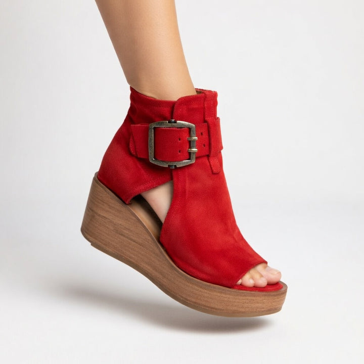 Indiea | Stiefeletten mit Offener Spitze und Bequemer Plattform