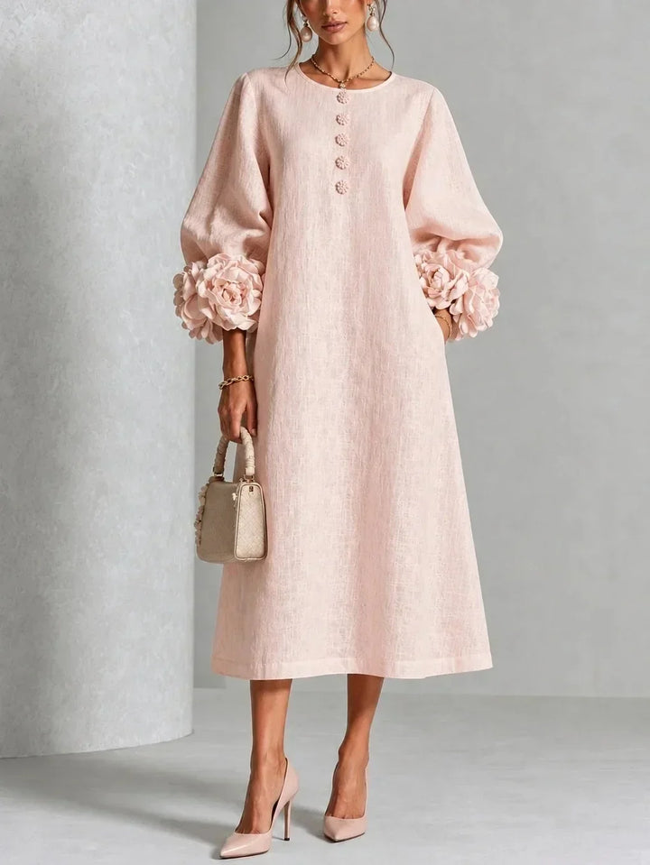 India | Midi-Blumenkleid mit Puffärmeln
