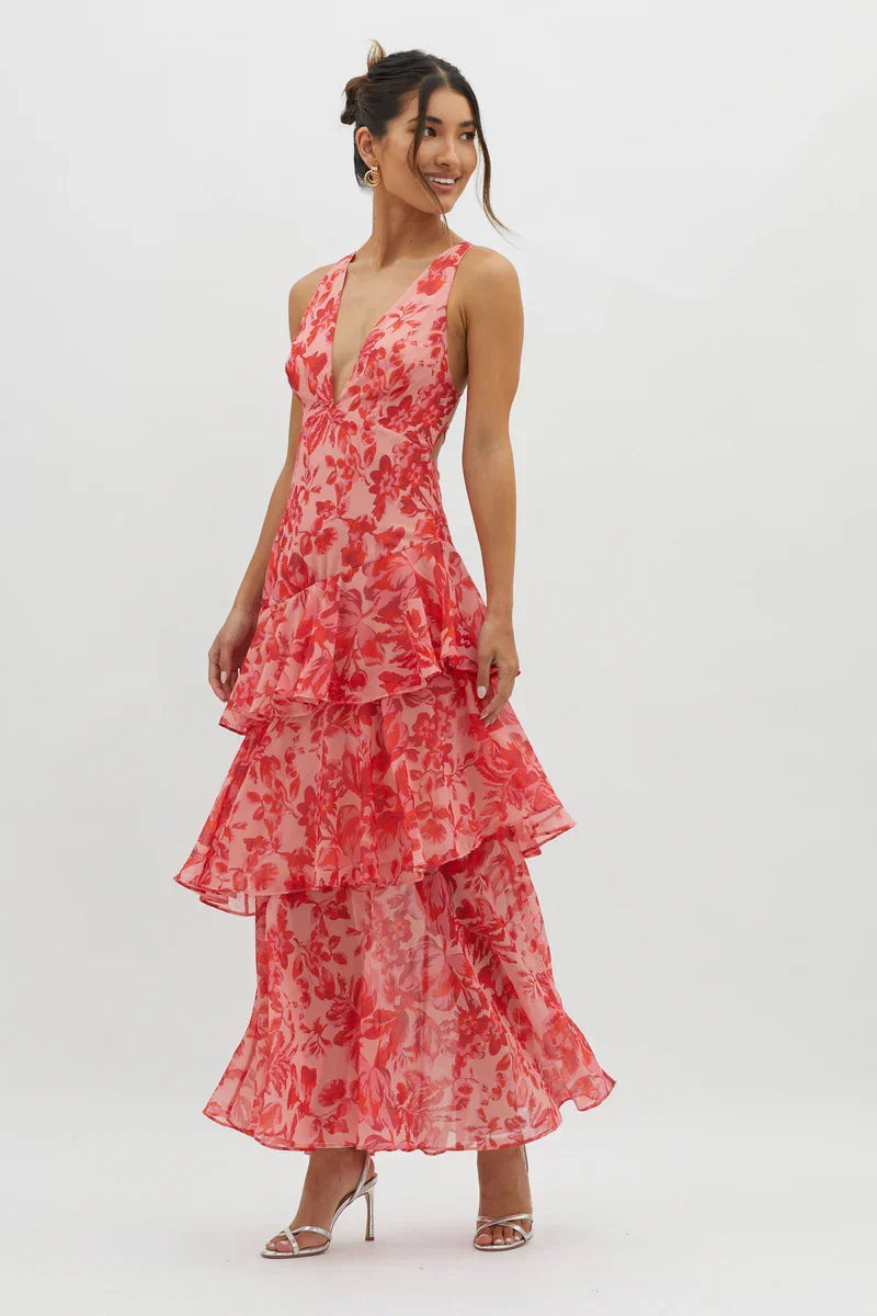 Haven | Elegantes Midikleid mit Blumenmuster
