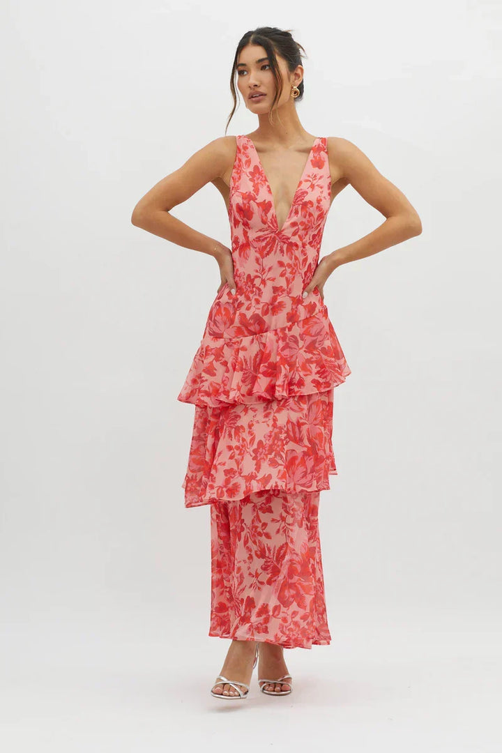 Haven | Elegantes Midikleid mit Blumenmuster
