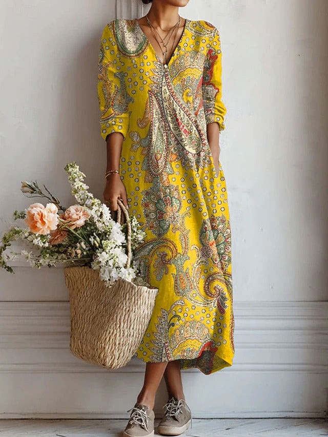 Voreya | Langes Ethno-Kleid mit fließendem und elegantem Design
