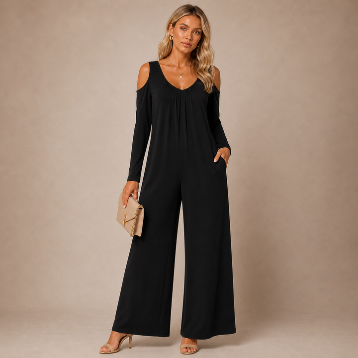 Tansira | Eleganter Jumpsuit mit Off-Shoulder-Design und Inklusive Ohrringe