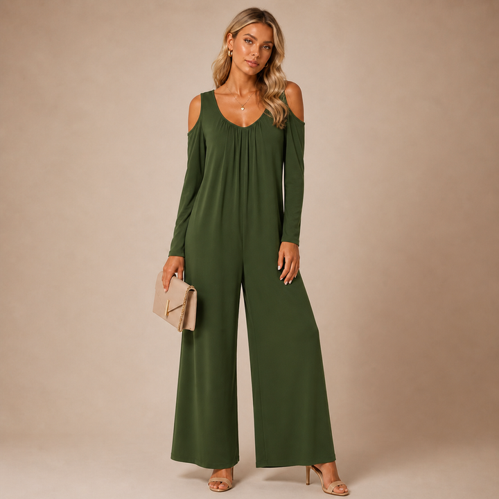 Tansira | Eleganter Jumpsuit mit Off-Shoulder-Design und Inklusive Ohrringe