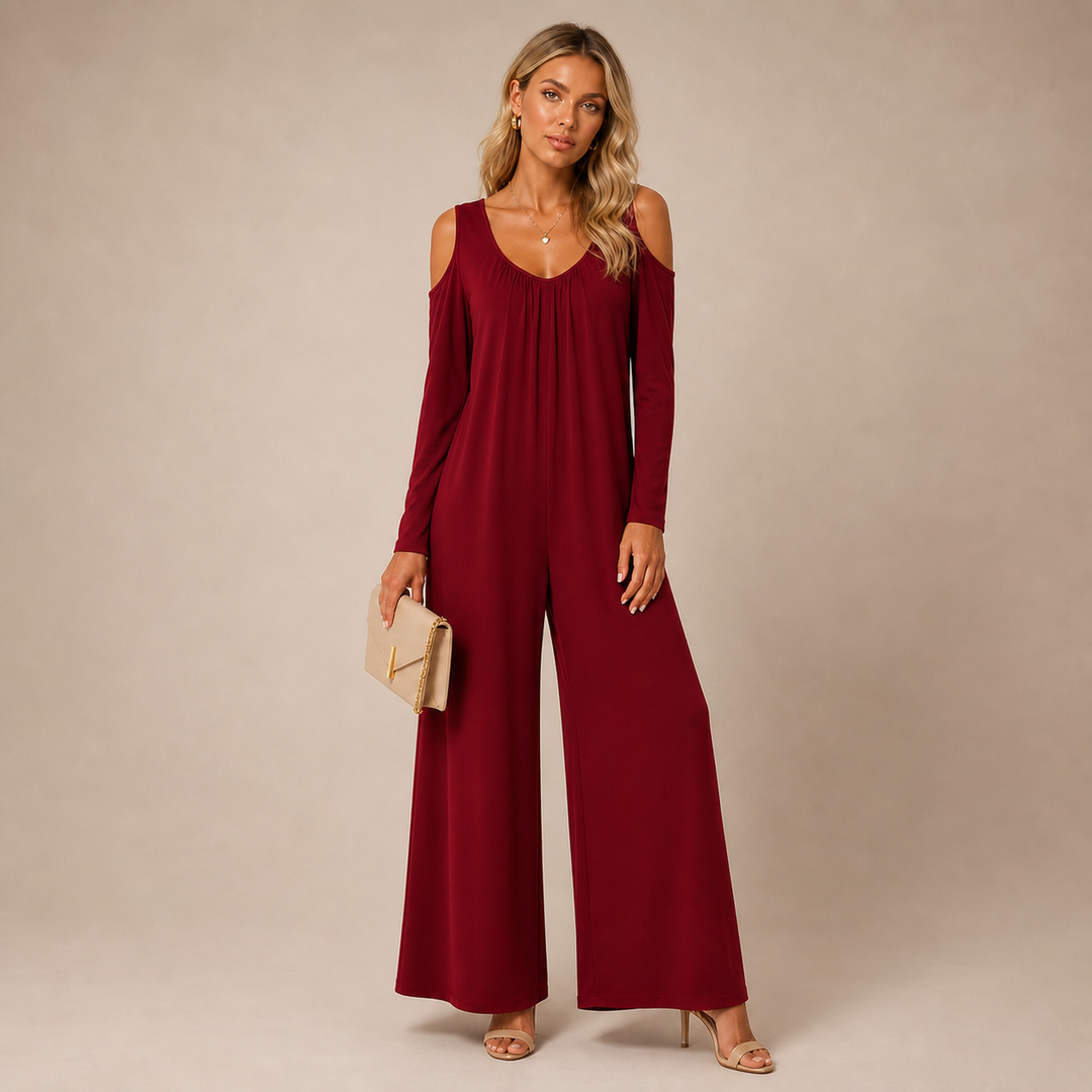 Tansira | Eleganter Jumpsuit mit Off-Shoulder-Design und Inklusive Ohrringe