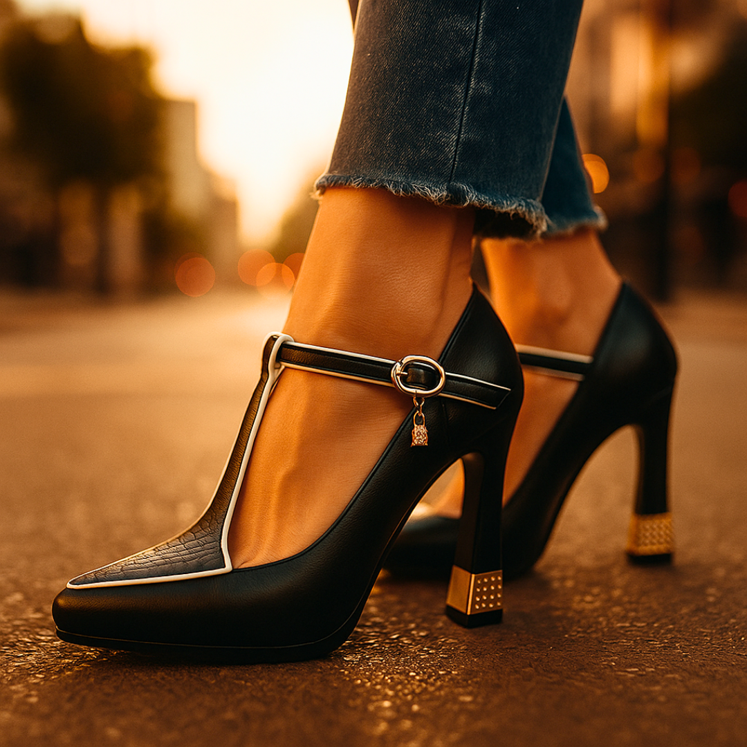 Carmen | High Heels mit T-Riemen und Gepolsterter Innensohle