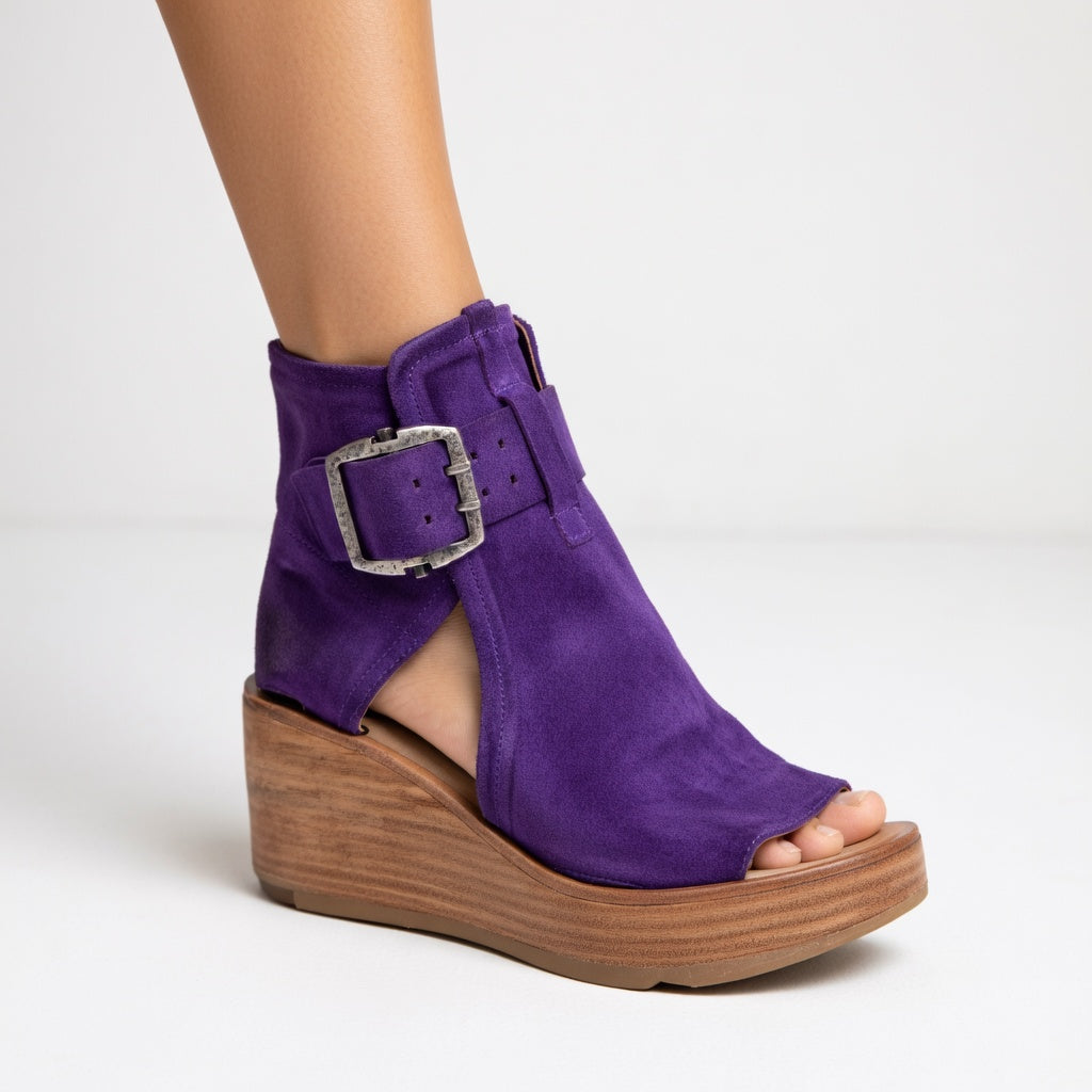 Indiea | Stiefeletten mit Offener Spitze und Bequemer Plattform