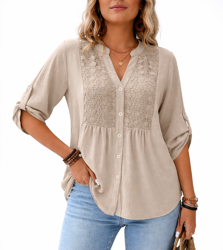 Vireya | Elegante Bluse mit V-Ausschnitt und Knöpfen