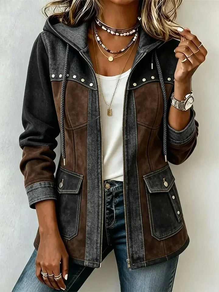 Chloe | Bicolor Kapuzenjacke mit Taschen