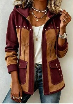 Chloe | Bicolor Kapuzenjacke mit Taschen
