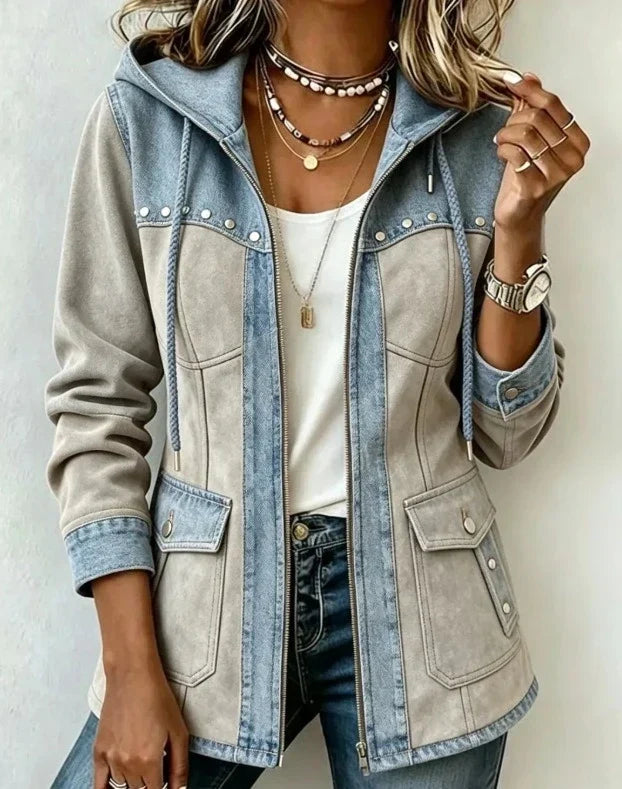Chloe | Bicolor Kapuzenjacke mit Taschen