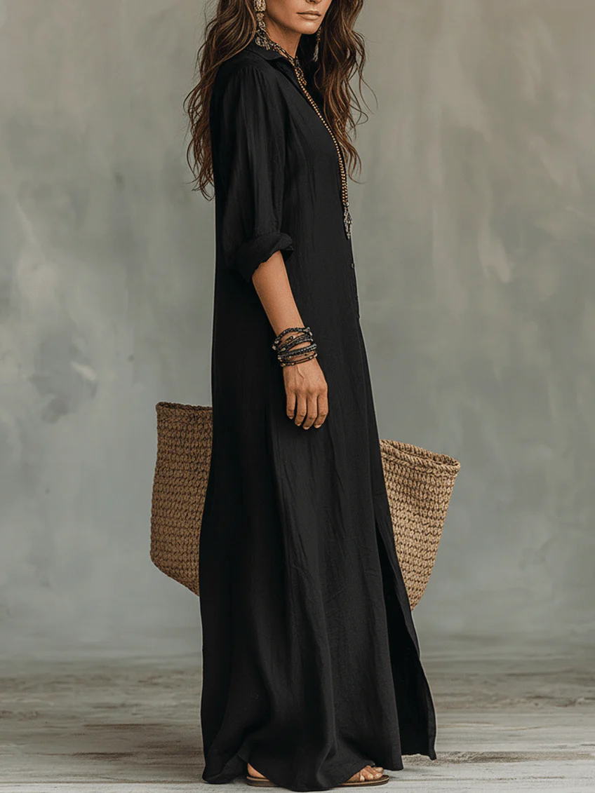 Hattie | Langes Kleid mit Knöpfen