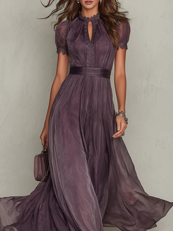 Bellamy | Vintage-inspiriertes Violettes Chiffon-Maxikleid