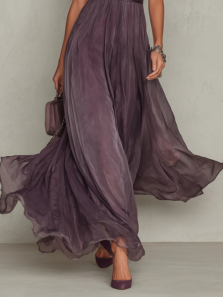 Bellamy | Vintage-inspiriertes Violettes Chiffon-Maxikleid