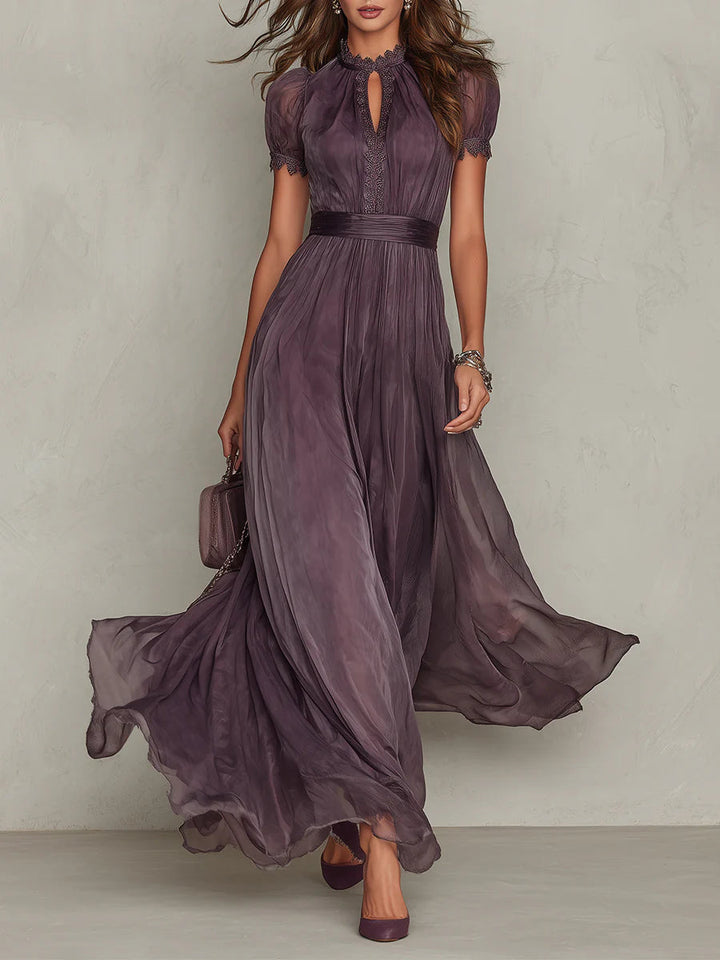 Bellamy | Vintage-inspiriertes Violettes Chiffon-Maxikleid