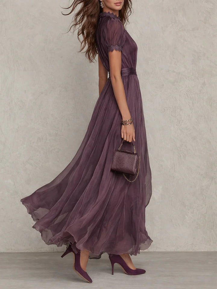 Bellamy | Vintage-inspiriertes Violettes Chiffon-Maxikleid