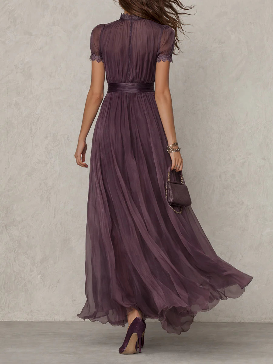 Bellamy | Vintage-inspiriertes Violettes Chiffon-Maxikleid