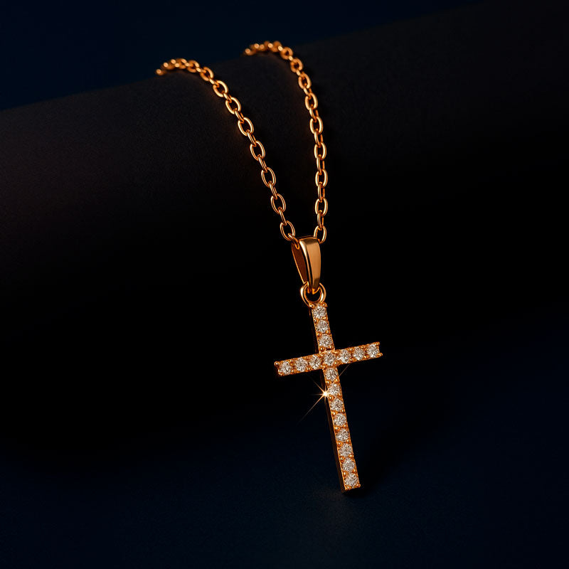 Delphine | Minimalistisches goldenes Kreuzhalsband