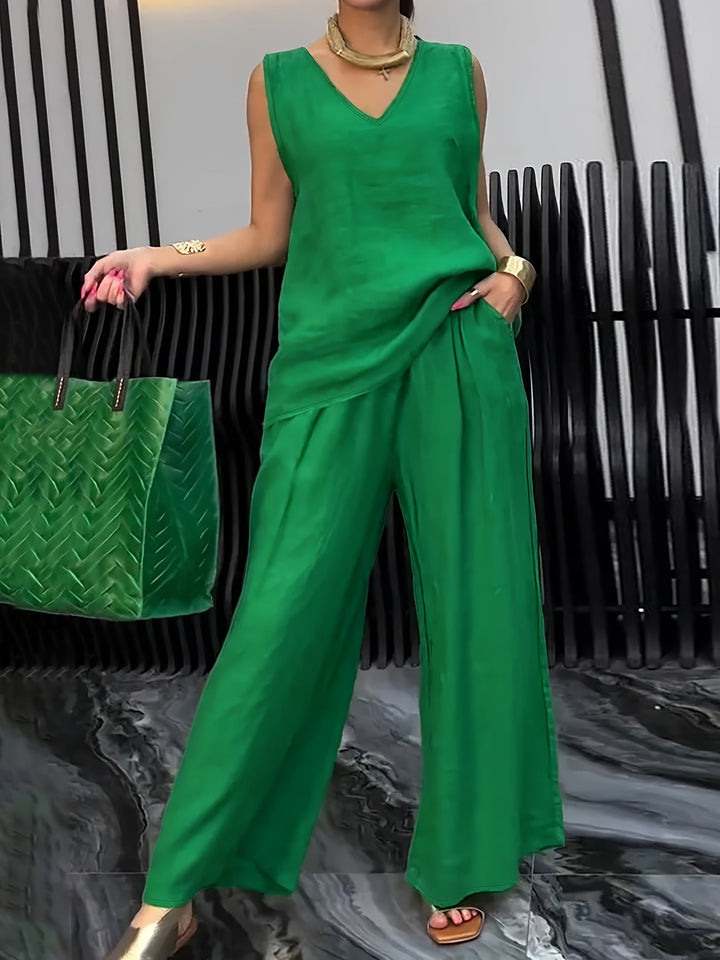 Kalia | Zweiteiliges Casual-Set mit Ärmellosem Top und Weitgeschnittenen Hosen