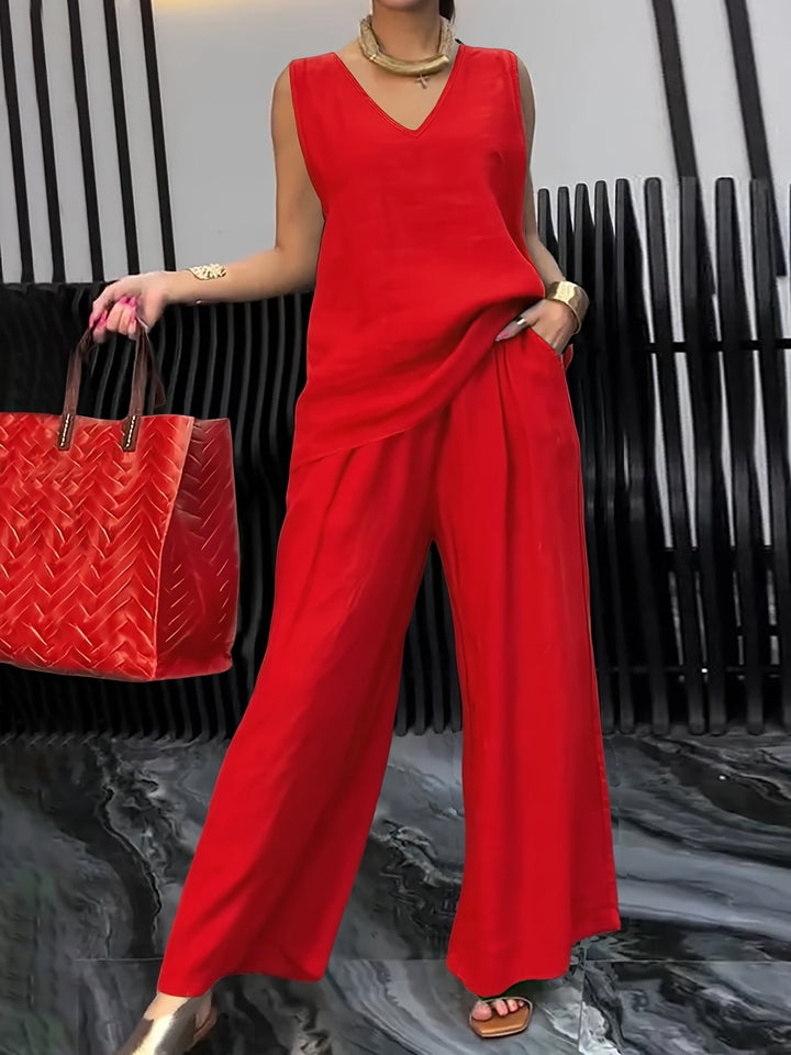 Kalia | Zweiteiliges Casual-Set mit Ärmellosem Top und Weitgeschnittenen Hosen