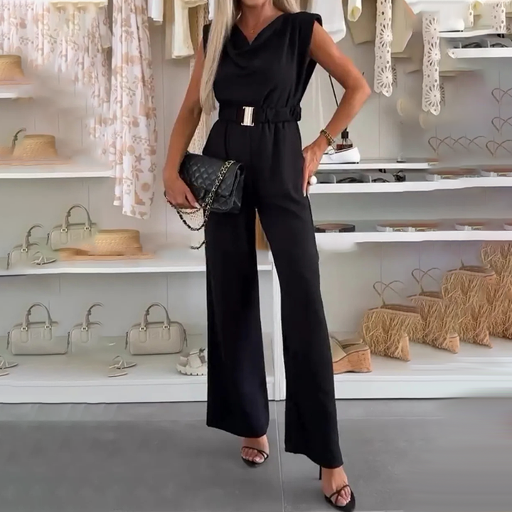 Kaia | Ärmelloses Jumpsuit mit Drapée-Ausschnitt und Taschen