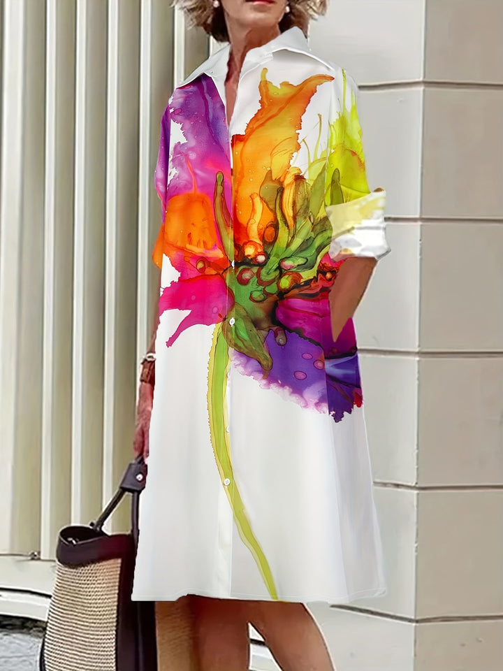 Emily | Elegantes Kurzarm Kleid mit modischem Druck