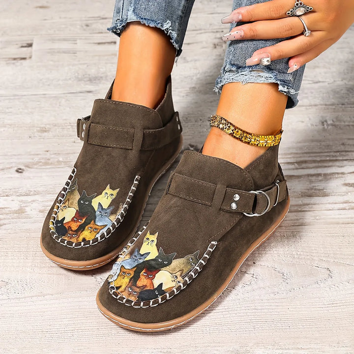 Stephanie | Slip-On-Schuhe mit Katzenmuster