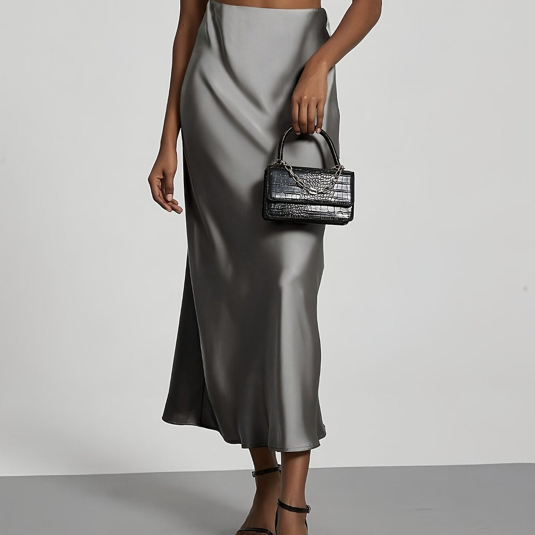 Greya | Midi-Satinrock mit Hoher Taille und Eleganter Fall