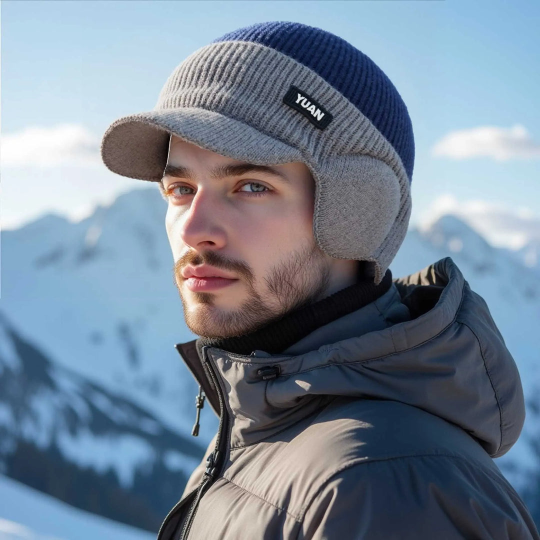 Elvaro | Thermo-Strickmütze mit Schirm und Ohrenwärmern