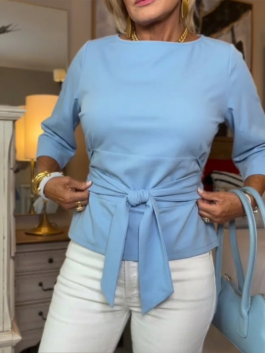 Darelle | Lockere Baumwollbluse für Frauen mit Bindedetail