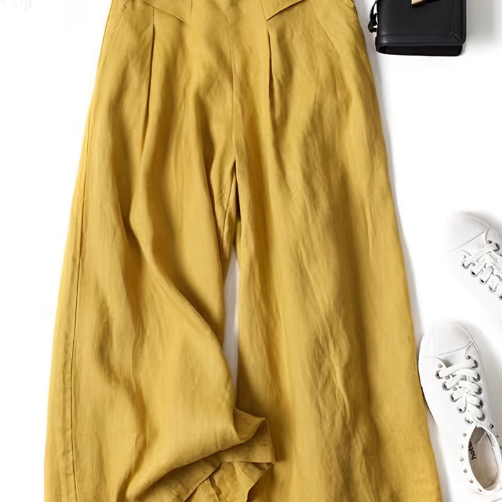 Brisae | Vintage-Style Leinen-Weitbein-Hosen