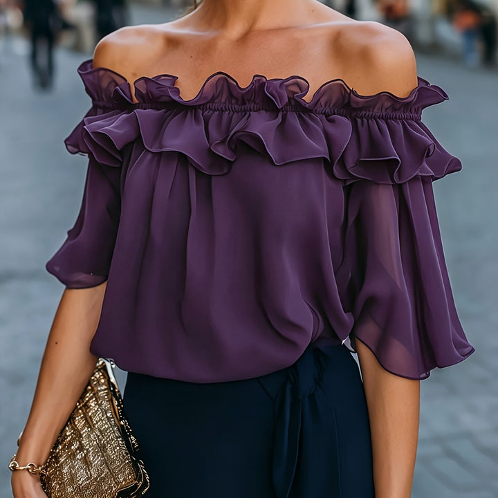 Bruvelle | Elegante Bluse mit schulterfreien Ärmeln und kurzen Ärmeln