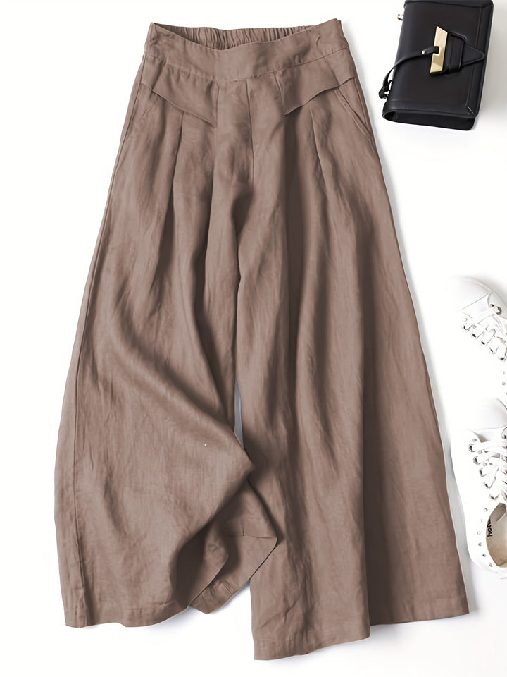 Brisae | Vintage-Style Leinen-Weitbein-Hosen
