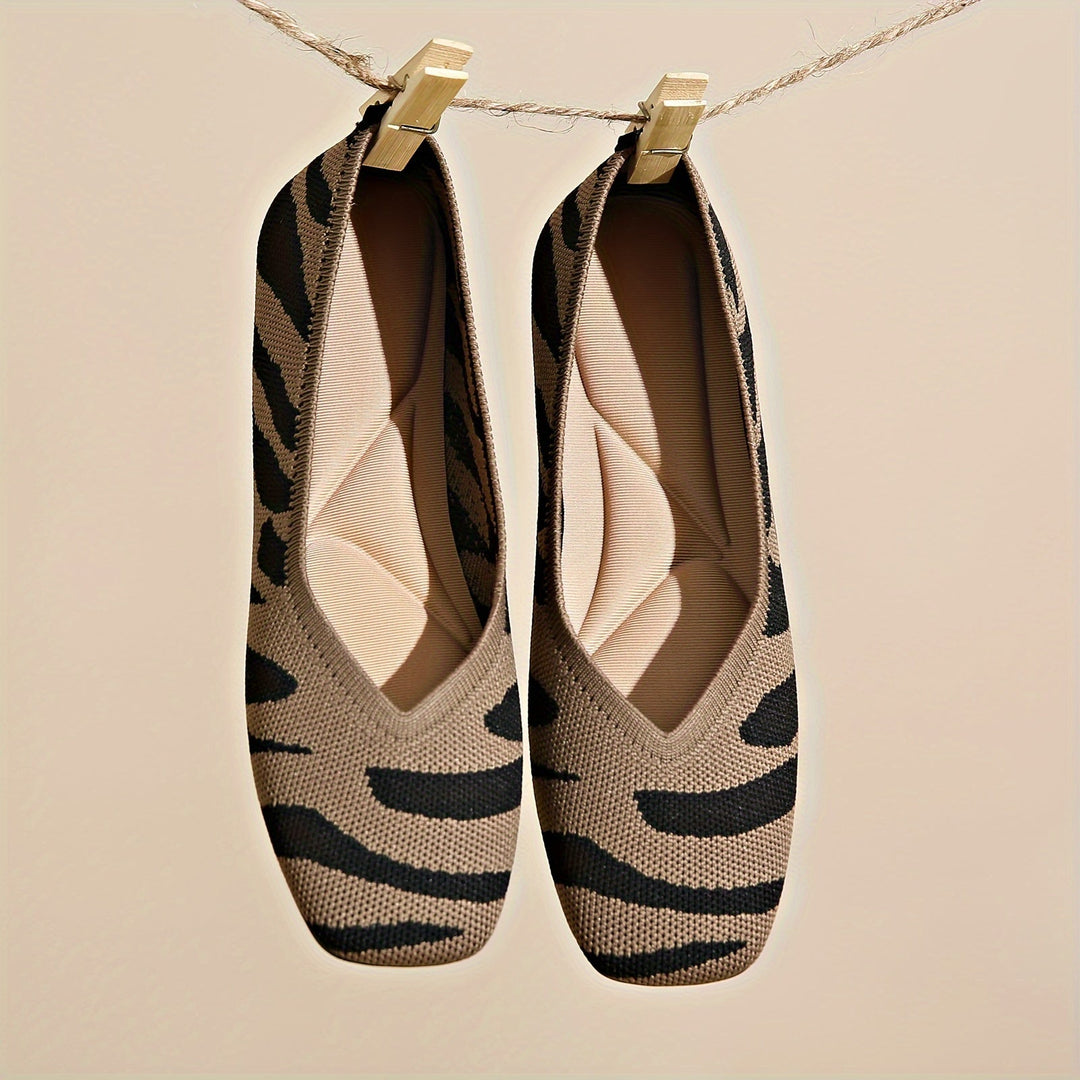 Ivara | Elegante Ballerinas mit Zebra-Muster und Quadratzehen