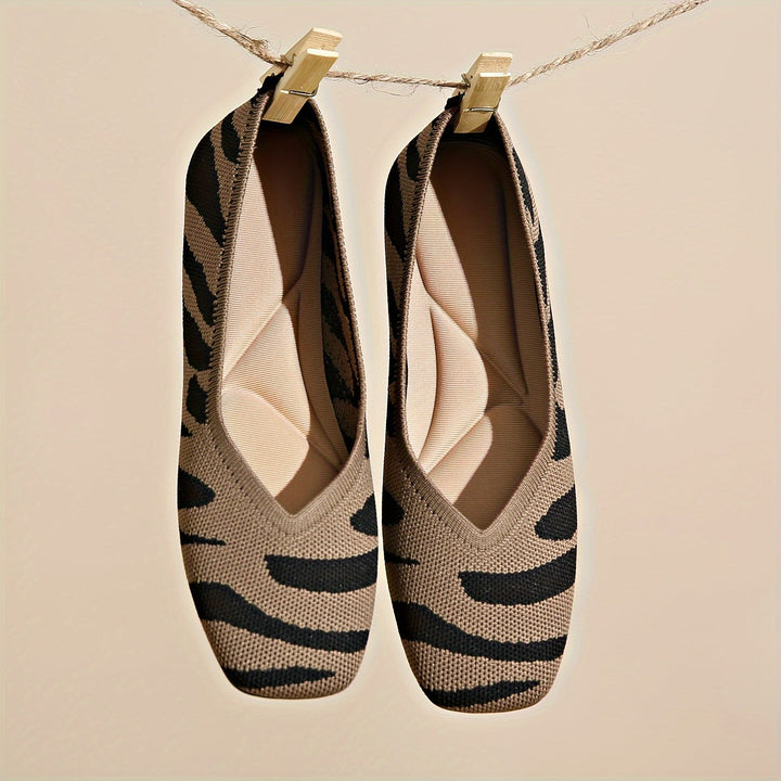 Ivara | Elegante Ballerinas mit Zebra-Muster und Quadratzehen
