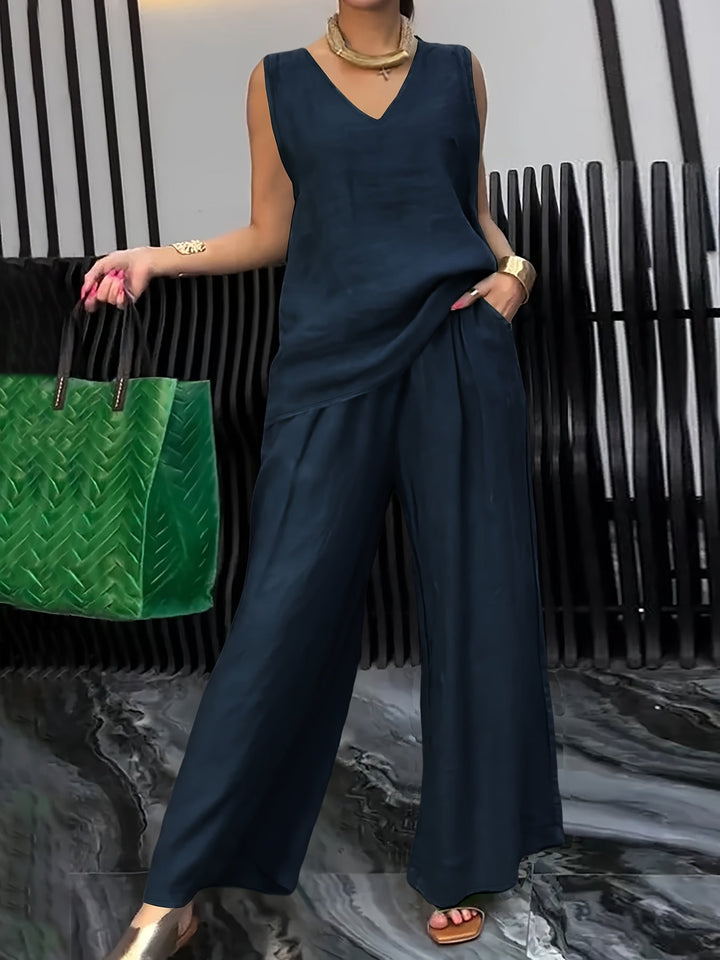 Kalia | Zweiteiliges Casual-Set mit Ärmellosem Top und Weitgeschnittenen Hosen