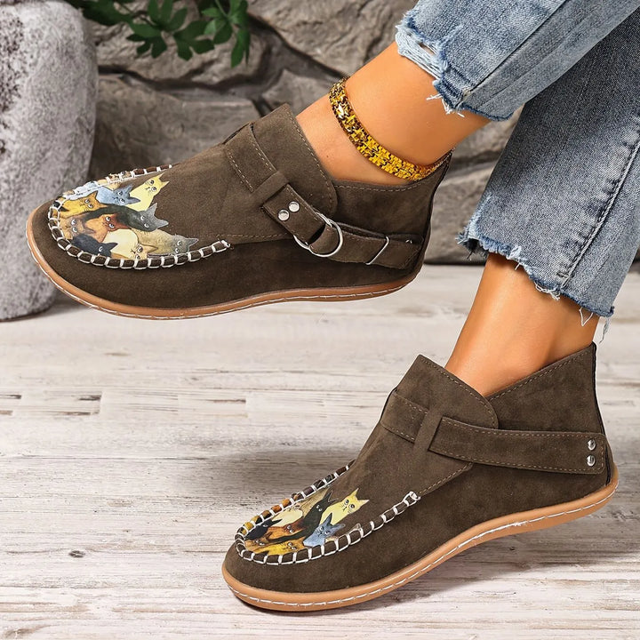 Stephanie | Slip-On-Schuhe mit Katzenmuster