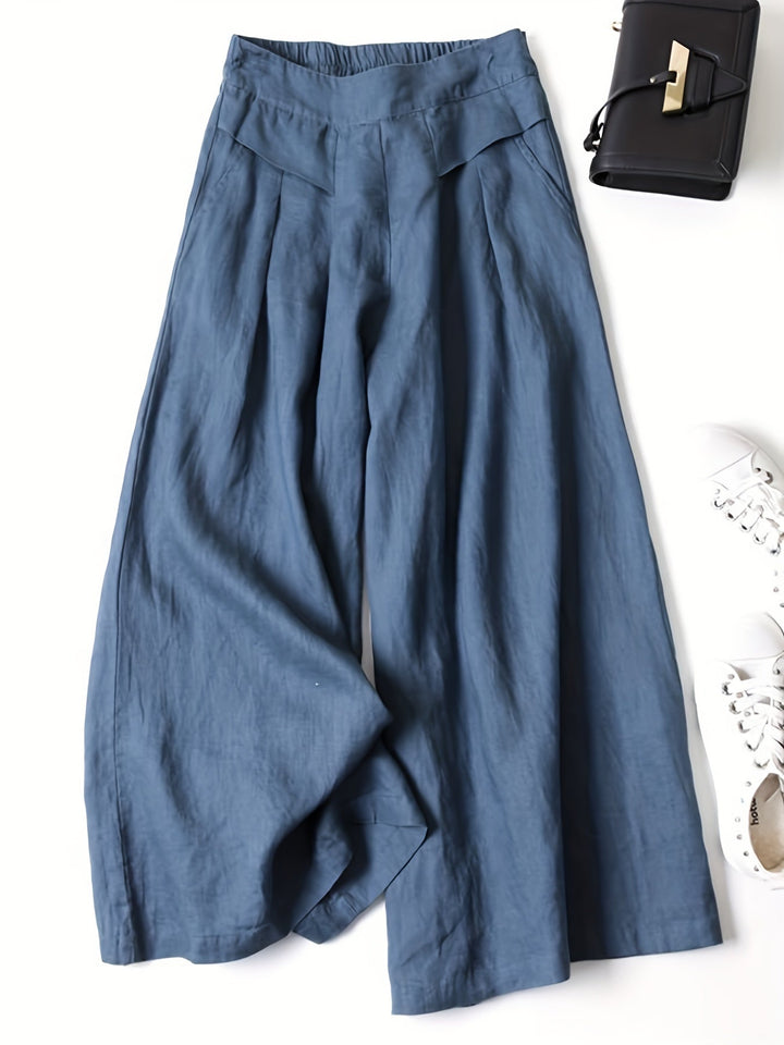 Brisae | Vintage-Style Leinen-Weitbein-Hosen