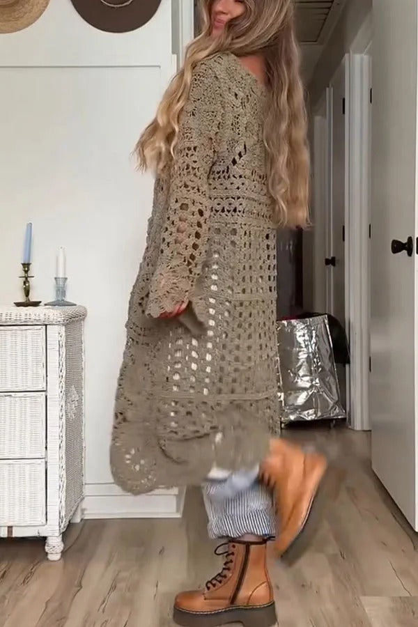 April | Lange Boho-Häkelbluse