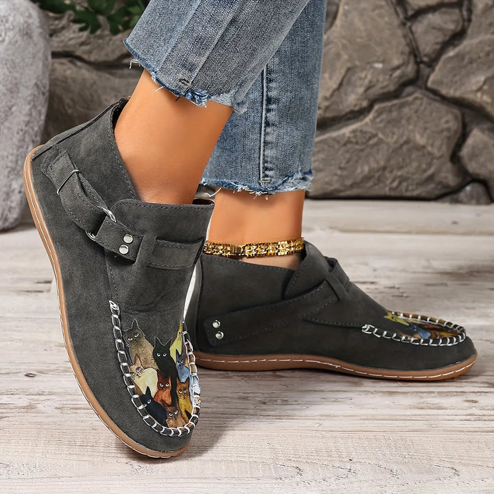 Stephanie | Slip-On-Schuhe mit Katzenmuster