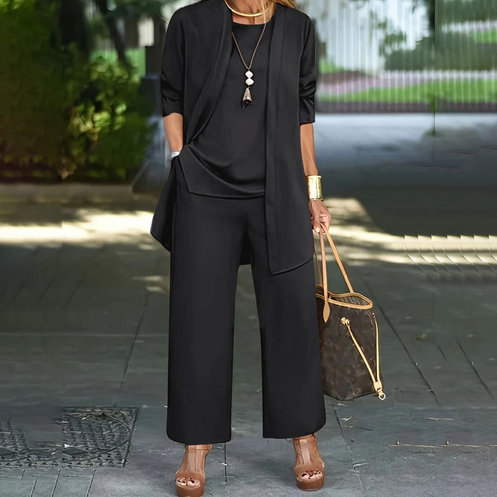 Orlisse | Minimalistisches 3-teiliges Weithosen-Outfit