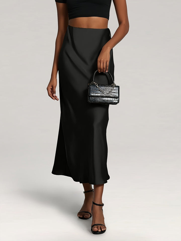 Greya | Midi-Satinrock mit Hoher Taille und Eleganter Fall