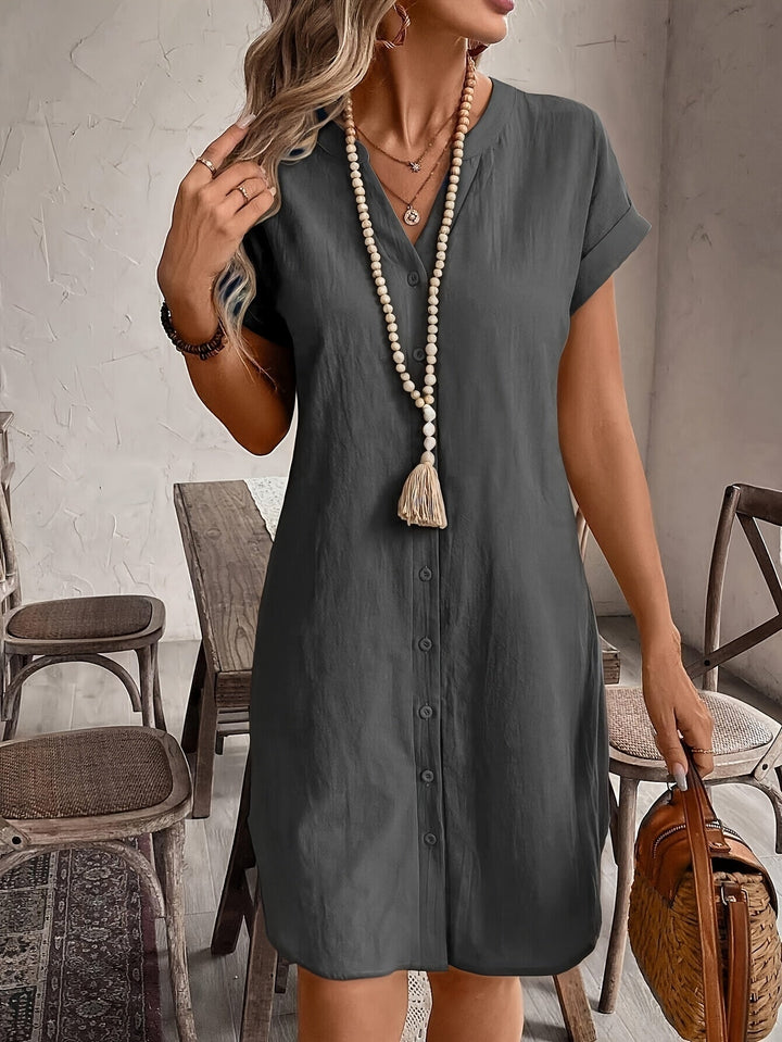 Celine | Lässiges Kleid mit V-Ausschnitt und Knöpfen