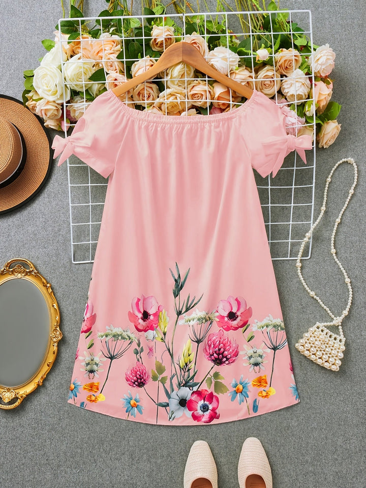 Viviana | A Floral Print Dress with Bow Decoration